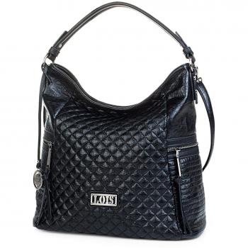 Lois - 94870 Bolso Bandolera Hobo Ajustable. Asa Grande y Bandolera. Cierre con Cremallera. Bolsillo detrás con Cremallera. Incluye Llavero. Piel sintética Polipiel, Color Negro
