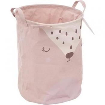 Cesta de Almacenamiento Infantil Plegable Rosa con Diseño de Ciervo - D32 cm - Atmosphera