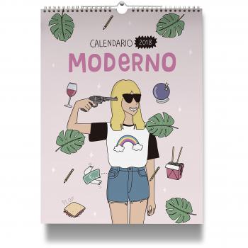Moderna de Pueblo. Calendario pared 2018