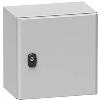 Caja de pared de acero Schneider Electric NSYS3D3315, IP66, dimensiones 300 x 200 x 150 mm, puerta completa sin placa de montaje, IK10, color RAL7035