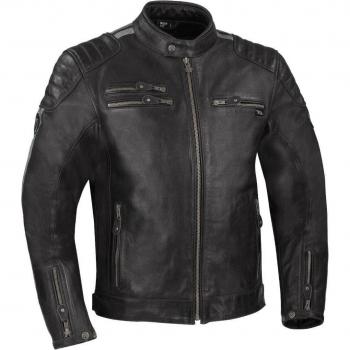 Chaqueta de Moto Segura Ventura Negro-Gris, Chaqueta de cuero de motocicleta, color negro, talla M