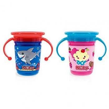 Nûby Taza Mágica 360º con Funda 3D - 240 ml - 6m+ - Taza Mágica 360º