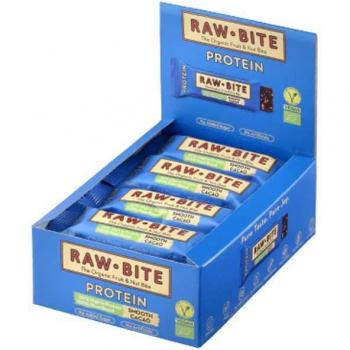 RAWBITE Organic Protein Cacao Soft Energy Bars - Gluten-Free, Vegan, Eco-Friendly - Box of 12x45g