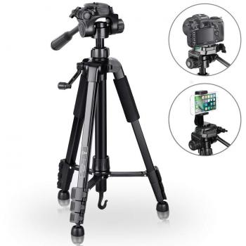 Trípode de Cámara - Trípode Completo de 151cm para Canon Sony Nikon, Trípode Compacto Puede Carga Peso MAX 5KG, Trípode Flexible con Soporte para Móvil, Trípode Portátil Incluye Bolsa de Transporte
