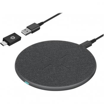 Conceptronic GORGON03G Cargador Inalámbrico Qi 15W de Aluminio con Carga Rápida para Auriculares y Smartphones, Color Gris, Conexión USB, U
