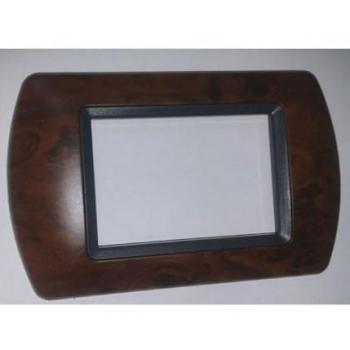 Placas ABS Compatibles para Tapa de Enchufe Master Modo Colorra - Radica de Nogal - 3 Foros