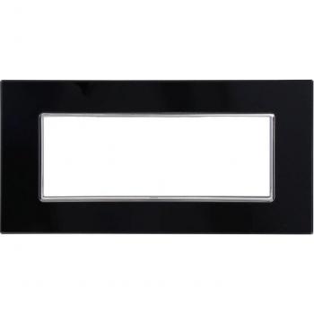 Placa Cristal 3m 4m 6m Negra Efecto Vidrio Compatible con Bticino Axolute - 6 Foros