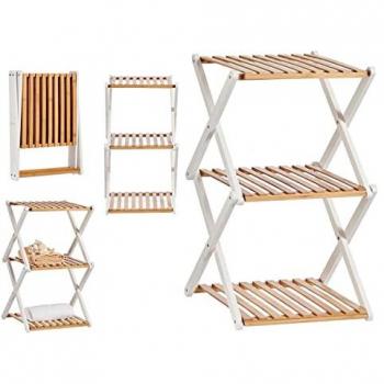 Estantería Plegable de Madera Marrón y Blanco (32 x 65 x 39 cm)