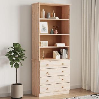 Librería Alta con Cajones 77x35x186,5 cm Madera Maciza de Pino