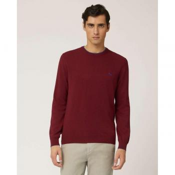 Jersey de hombre burdeos con cuello redondo y detalles bordados - Talla XXL