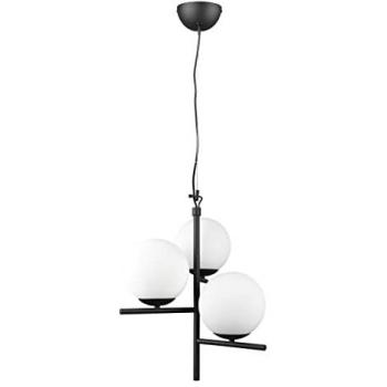 Lámpara Colgante Trio Pure 3 Esferas Cristal Blanco Negro Mate E14