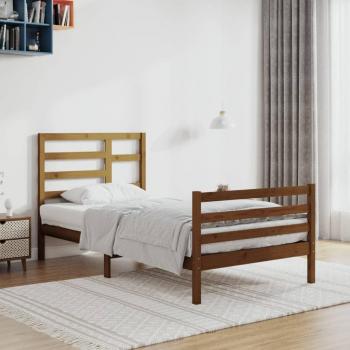 Estructura de cama de madera maciza marrón miel 90x200 cm sin colchón