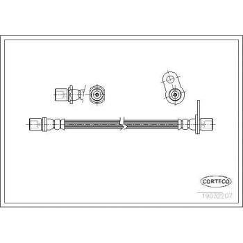 Latiguillo de freno CORTECO 19032207 - Manguera flexible para sistema de frenos, fabricada en material resistente a altas presiones y temperaturas, con conectores compatibles para fácil instalación, asegurando un rendimiento óptimo