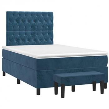 Cama box spring con colchón terciopelo azul oscuro 120x200 cm