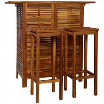 vidaXL Bar Table and Chair Set 3 Pieces Solid Acacia Wood