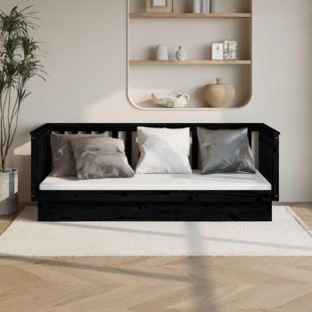 Sofá cama Dormeuse negro 80x200 cm madera maciza de pino