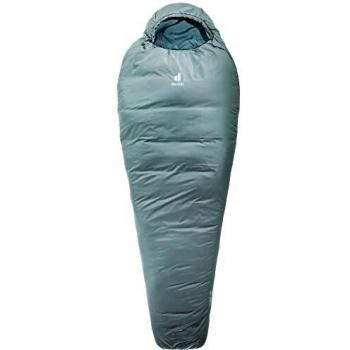 Saco de dormir Deuter Orbit +5° SL para mujer, color gris-azul, con cremallera derecha