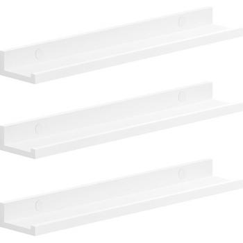 Juego de 3 Estantes Flotantes de 60 cm - Estantes de Pared para Fotos y Adornos, Ideal para Salón, Oficina, Baño y Cocina, Color Blanco