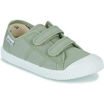 Victoria 1915 Green Canvas Trainers with Double Closure and Reinforced Toe for Kids