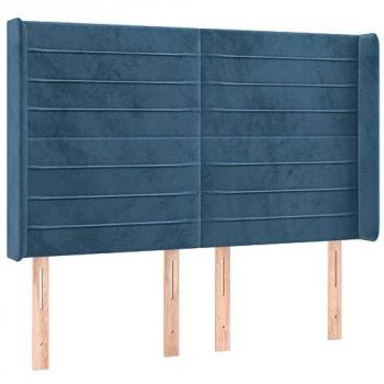Cabecero de cama con LED de terciopelo azul oscuro 147x16x118/128 cm