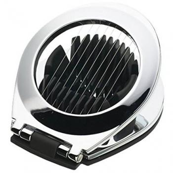 Cortador y Divisor de Huevos Cocidos 2 en 1, Acero Inoxidable, Plateado/Negro, 9 x 12 x 16 cm