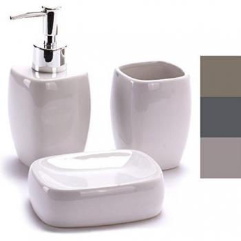 Set de 3 accesorios de baño cerámica clásica blanca MSV