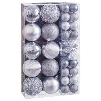 Bolas de Navidad Plateadas - Set de 50 Unidades - Plástico - Diseño Original