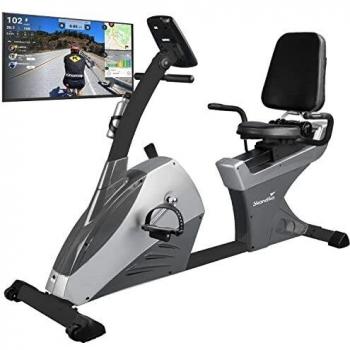 Bicicleta estática reclinada Skandika Centaurus - 13 kg de masa del volante, 12 programas, Bluetooth, capacidad máxima de 150 kg