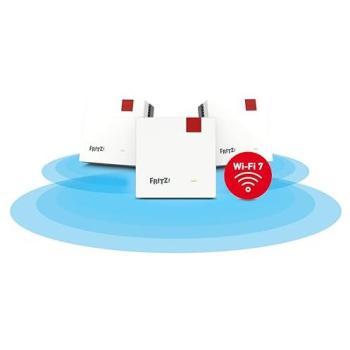 FRITZ! Mesh Set 1700 - Paquete de 3 Repetidores Wi-Fi 7, Doble Banda (2,4 GHz / 5 GHz), Ideal para Hogares de 5-7 Habitaciones