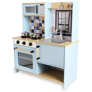 DEQUBE- Cocina de Juguete de Madera, Multicolor, Grande