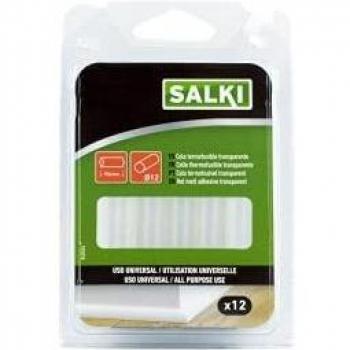 SALKI Barras de Cola Termofusible Uso universal - Silicona Caliente de 12 Unidades, 12mm Diámetro, 95mm largo de color Translucida
