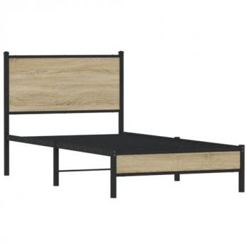 Estructura de cama sin colchón metal roble Sonoma 75x190 cm