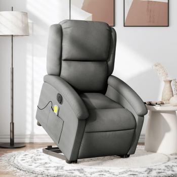 Sillón de masaje eléctrico reclinable elevable en tela gris claro, gris oscuro y negro - vidaXL