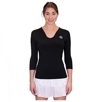 Bidi Badu Camiseta de Manga Larga Crew V-neck para Mujeres en color Negro, talla S