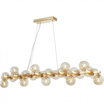 Lámpara colgante moderna Naelen de Lucande, dorada/ámbar, 125 cm, cristal, G9