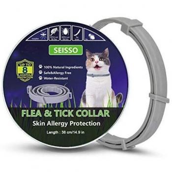 Collar de Pulgas y Garrapatas para Gato, Collar Antiparasitos Perro Gato, Tratamiento contra Las pulgas en Gatos, Tamaño Ajustable Resistente al Aqua