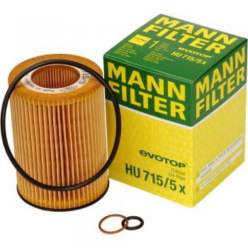 Original MANN-FILTER Filtro de aceite HU 715/5 x – Set de filtro de aceite juego de juntas – Para automóviles