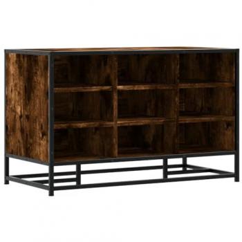Banco zapatero de madera compuesta y metal en roble ahumado 84x40x53,5 cm