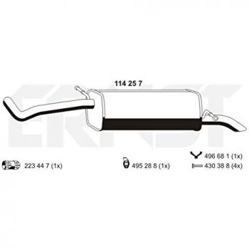 Silenciador trasero ERNST 114257 para Seat 6Q6253609BP y 6R6253609AM