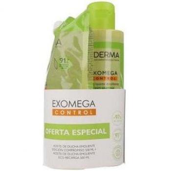 A-DERMA Exomega Control Aceite Limpiador Emoliente Pack Doble 500 ml + Eco Recarga 500 ml