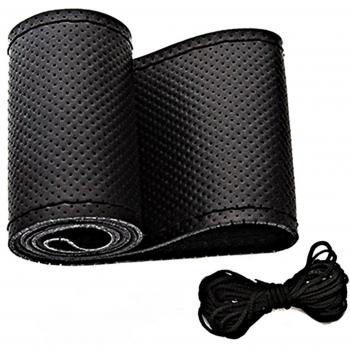 Lucklystar® DIY Fundas de Volante Cubierta de Cuero para Volante con la Aguja y el Hilo de Rosca Accesorios Antideslizante para Coche Universal
