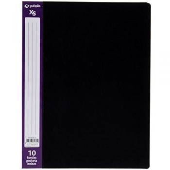 Grafoplás 98140110. Carpeta de 10 fundas soldadas, A4, tapas PP semi-rígido, color negro