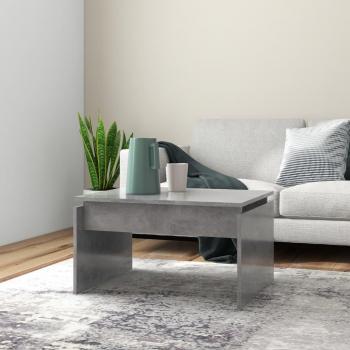 Mesa baja de madera multicapa con acabado en hormigón gris, dimensiones 68x50x38 cm