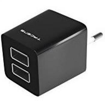 Tacens Anima AUSB1, Cargador USB con 2 puertos USB, Compacto, Ecológico, Negro