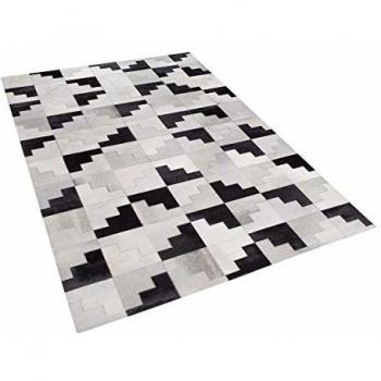 Alfombra de Piel Negra y Gris 160 x 230 cm Rectangular Moderna Hecha a Mano Efirli