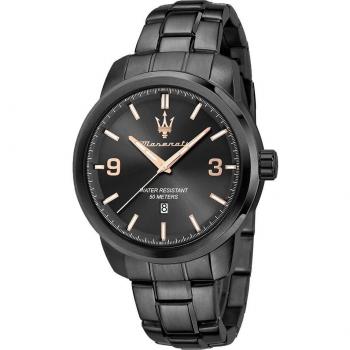 Maserati Successo R8853121008 Reloj para Hombre de Cuarzo con Correa de Acero y Esfera Negra - 44 mm