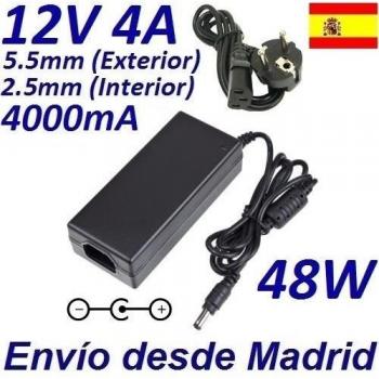 CARGADOR ESP Cargador Corriente 12V 4A 4000mA 5.5mm 2.5mm 48W Wall Plug Pared Cable Alimentacion Adaptador