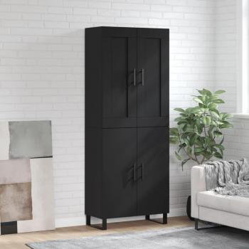 Aparador alto de madera contrachapada negro 69,5x34x180 cm