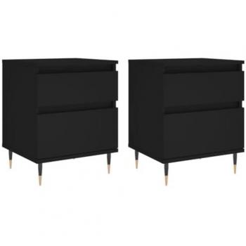 Mesitas de noche 2 uds madera de ingeniería negro 40x35x50 cm