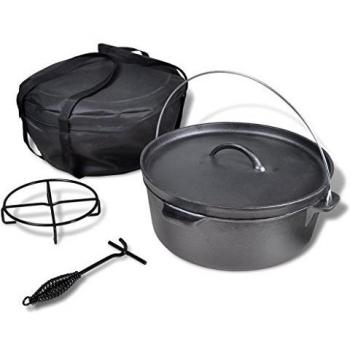 vidaXL Horno holandés con accesorios incluidos, 11,3 L, olla de camping
